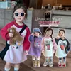 2026 Roupas de Exterior Moletom Quente Vestido Roupas Infantis Rosa Para Meninas Sem Capuz Moda Casual Lã Aconchegante para Crianças Pequenas