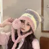 Gorro de Lana Tejido Cálido para Otoño e Invierno para Mujer, Gorro con Protección para los Oídos para Mamá Ciclista, Gorro Integrado con Bufanda, A Prueba de Frío