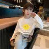 H2034 # Camiseta Manga Longa Cartoon para Meninas Nova Estampa Primavera e Outono 2025 Top de Algodão Puro Infantil para Meninas de Meia-Idade Moderno