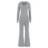 Roupa Esportiva Casual Sexy de Menina Quente com Mangas Longas, Moletom com Cintura e Calça Ligeiramente Flare Drapeada, Outono, Com Capuz Escovado