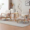 Balcón de Dormitorio Estilo Japonés Sala de Estar de Apartamento Pequeño de Moda Juego de Mesa de Café Silla Doble Perezosa de Madera Natural Sofá Pequeño Individual