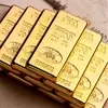 Encendedor Ultra-Delgado Ladrillo de Oro Barra de Oro Nugget de Oro Inflable Personalizado Rueda de Fricción de Pedernal Llama Abierta Joyería Tienda de Oro Regalo
