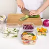 Cajas de almuerzo rectangulares de vidrio resistente al calor, aptas para microondas, diseñadas para trabajadores de oficina e ideales para mantener la comida fresca