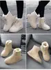 2026 Botas Curtas Femininas Novo Inverno Bico Redondo Cadarço Sapatos de Algodão Botas de Neve Planas Femininas com Forro de Lã Botas Femininas Quentes Atacado