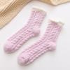 Calcetines para dormir de lana coral con giro de color sólido para otoño e invierno, calcetines gruesos y cálidos para el hogar, calcetines de suelo sencillos para niños