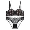 Roupas Íntimas de Renda Estilo Francês para Mulheres com Peito Pequeno Reunião Não Vazio Copo Anel de Aço Macio Ajustável Conjunto de Sutiã e Calcinha Sexy para Meninas