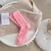 Calcetines Gruesos de Felpa Acolchada con Trenzado de Invierno Cálidos de Media Pantorrilla Calcetines de Piso de Colores Caramelo a Prueba de Frío y Congelación Calcetines Largos para Dormir