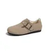 Zapatos Birkenstock de Felpa de Cuero Genuino Aumento de Altura Interior Suela Suave Cómodos Zapatos para Dedo Gordo Botas de Nieve Invierno Nuevo Estilo Añadido Piel Zapatos de Algodón Cálido