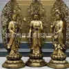 Templo das Três Santidades Ocidentais Adoração Cobre Puro Estátua dos Três Budas Sagrados 1- 2m Vários Tamanhos Modelagem