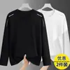 Camiseta de manga larga para hombre, capa interior de otoño para hombre, camiseta base elástica de corte holgado, camiseta estampada estilo coreano ins para hombre