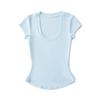 2025 Nueva Camiseta de Manga Corta para Mujer Estilo Pure Lust que Realza la Figura Hombro Derecho Multicolor Aspecto Adelgazante Top Interior