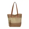 Bolsa de palha trançada para mulheres, grande capacidade, estilo casual, nova coleção primavera/verão, bolsa de ombro, bolsa de praia, bolsa tote, bolsa de mão