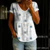Camisa de Manga Corta con Botones y Estampado de Nuevo Estilo Transfronteriza para Mujer, Elegante y con Estilo para el Trabajo y el Ocio