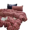 Juego minimalista de cuatro piezas para primavera y verano, funda de edredón individual, ropa de cama para dormitorio de estudiante, juego de tres piezas para cama individual, algodón lavado