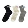 Calcetines de verano para mujer, finos, transpirables, de tubo medio, estilo ballet japonés, con lazo y talón a cuadros