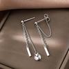 Pendientes de borlas colgantes en la espalda Doudou de plata esterlina s925 para mujer, sencillos, elegantes, personalizados, de cadena larga, estilo frío, de celebridades de Internet.