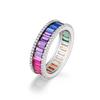 Anillo transfronterizo nuevo de circonita arcoíris para hombre y mujer S925 de una sola fila con incrustaciones de color anillo de tesoro moda europea y americana personalidad venta al por mayor