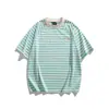 Camisetas de Manga Corta a Rayas Estilo Retro Americano para Parejas Hombres y Mujeres, Moda Callejera de Verano Versátiles de Marca Tendencia