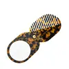 Peine de Ácido Acético con Espejo, Antiestático, Peine Espejo Multifuncional Estampado de Leopardo, Regalo de Hotel
