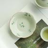 Maceta de Bambú Verde Grabada y Pintada a Mano con Bandeja de Té Juego de Té de Cerámica Accesorios Mesa de Té Seco para Remojo Mesa de Té Plato Dispensador