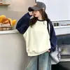 Sudadera de forro polar para niña de otoño e invierno 2026 nueva moda manga raglán dulce y linda ropa infantil para niñas mayores