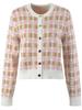 Chaqueta de punto de manga larga con cuello redondo y jacquard de rombos estilo Chanel francés para mujer, ropa de otoño 2023