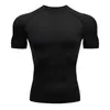 Venta Caliente Transfronteriza Traje Ajustado de Fitness de Alta Elasticidad de Secado Rápido para Hombre Manga Corta Ropa de Entrenamiento Deportivo Cuello Redondo Transpirable Correr Baloncesto