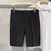 Pantalones cortos de traje finos de verano para hombre, pantalones casuales de moda, pantalones rectos ajustados de color liso para hombres de negocios