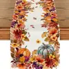 Heqi Runner de Mesa con Estampado de Calabaza de Otoño y Hoja de Arce Estilo Pastoral Decoración de Mesa de Comedor Tela para Cubrir Mueble de TV Personalizable