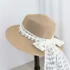 Sombrero de Paja de Encaje Estilo Francés con Copa Plana para Mujer, Protección Solar para Vacaciones de Verano en la Playa Sombrero de Ala Plana Estilo Británico