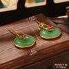 Aretes Guofeng Estilo Chino Nuevo Imitación Jade Aguja de Plata Retro Gancho para la Oreja Collar de Mariposa Accesorios Hanfu Coloridos Aretes con Sentido del Diseño