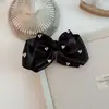 Presilha Banana de Cetim com Bolinhas e Laço de Alta Qualidade, Presilha Vertical Elegante para Rabo de Cavalo Alto, Versátil, Acessório de Cabelo Não Danifica