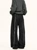 Jeans Scimitar Lavado Negro Retro Americano Yongfang para Hombres y Mujeres, Marca de Moda Sueltos de Corte Limpio Rectos de Pierna Ancha