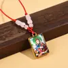 Nuevo Colgante de Buda Thangka Collar de Vidrio Amuleto con Textos Budistas, Joyería Retro Estilo Étnico, Directo de Fábrica