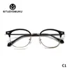 Mukoo Eyewear Marco de Gafas con Forma de Ceja Estilo Japonés Versátil Marco de Gafas Redondo Retro Personalidad Sin Graduación para Hombres y Mujeres