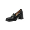 Versión de Piel de Oveja Mocasines Camelia para Mujer Estilo Británico Retro JK Zapatos Pequeños de Cuero 2026 Nuevos Zapatos de Tacón Grueso de Tacón Alto