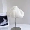 Boina de Lana con Malla Bordada Cosida a Mano para Mujer, Estilo Socialité de Invierno, Tendencia Elegante Versátil de Sombrero Calabaza