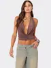Europa y Estados Unidos transfronterizo 2025 primavera nuevo diseño de chaleco de cordones para mujer tendencia de chica hot con cuello halter sin espalda todo lo combina