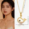 Collar Transfronterizo Estilo Oceánico de Ballena en Acero de Titanio para Mujer, Colgante de Circonita Microincrustada que No se Desvanece, Joyería de Comercio Exterior de Alta Gama y Elegante