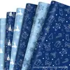 Wz071 Copo de Nieve de Navidad Reno Azul Oscuro Papel Decorativo de Regalo Decoración de Caja de Regalo para Fiesta Papel de Envoltura Exterior