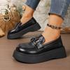Mocasines de Plataforma con Hebilla de Caballo Suela Gruesa para Mujer 2025 Verano Nuevos Estilo Preppy Británico Versátiles Slip-On Zapatos Pequeños de Piel