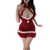 Lingerie Sexy Personalizada Uniforme de Natal Tentação Inverno Camisola de Pelúcia Ano Novo Camisola com Suspensórios Casal Flertando