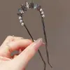 Horquilla China en Forma de U Súper de Hada, Nueva Horquilla Doble de Perlas en Forma de U Estilo Chino, Accesorio para el Cabello Hanfu Estilo Antiguo, Horquilla Simple y de Alta Gama para Mujeres