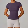 Top Esportivo Fitness Cor Sólida Simples Clássico, Emagrecedor, Secagem Rápida, Absorção de Umidade, Roupa de Yoga Feminina, Camiseta de Manga Curta
