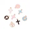 Acessórios para Joias de Liga de Zinco DIY Mini Pingente de Cruz Esmaltado Colar Chaveiro Charme Decorativo Venda Quente Transfronteiriça