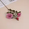 Flores Artificiales Rosas Yafei de 3 Cabezas Flores de Seda Retro Europeas Rosas de Diamante Flores Decorativas Suaves para Salón de Bodas Muebles para el Hogar