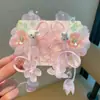 Novo Grampo de Cabelo Hanfu Estilo Chinês para Meninas, Acessório de Cabelo Infantil com Flores de Estilo Antigo, Franjas e Pérolas, Doce e Retrô