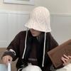 Chapéu de Pescador Tricotado Rombo com Design Preguiçoso Estilo Japonês para Mulheres Outono e Inverno Rosto Pequeno Chapéu de Lã Quente Moda