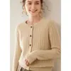 Nuevo Cárdigan de Punto de Cachemira Retorcido de Cuello Redondo para Mujer Color Puro Elegante Ropa de Trabajo Informal Sencillo Chaqueta de Manga Larga con Botones