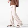 Pantalones Cargo de Pierna Ancha de Verano para Hombre, Ropa Deportiva de Secado Rápido para Hombre, Pantalones Largos de Seda Helada, Pantalones Casuales Sueltos de Pierna Recta Talla Grande Estilo Japonés
